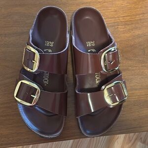 Birkenstock Big Buckle Arizona Sandals with Gold Buckles